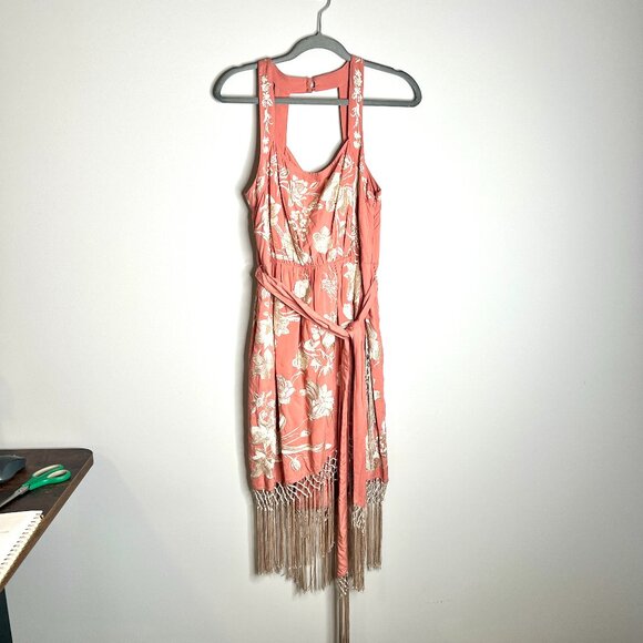 Anthropologie Lucille Dress Fringe Floral Tasseled Embroidered Bohemian Sz 10P - Picture 4 of 9